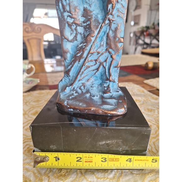 Bronze On Marble Brutalist Sculpture- Vivid Carbonite- Golfer- Very Nice- Golf! - Picture 7 of 11